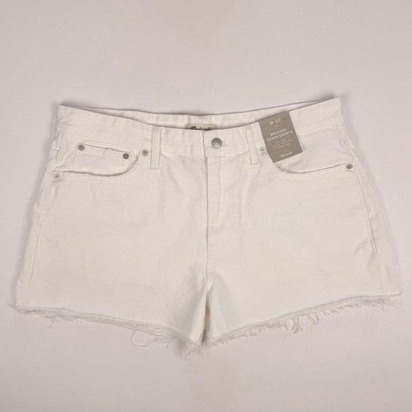 Madewell Relaxed White Denim Shorts High Waist Size 32 - Picture 10 of 16